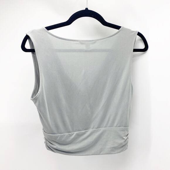 Banana Republic Jersey knit draped front cropped top blue grey in color size S - Picture 3 of 3